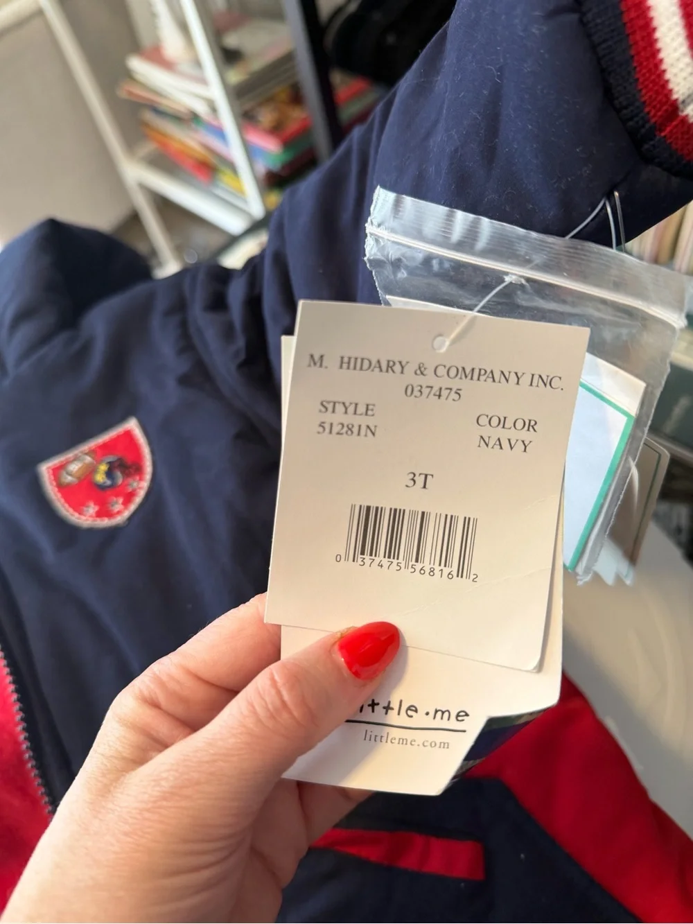 Little Me Toddler Boys 3T Touchdown Football Hooded Puffer Jacket Navy Red NWT